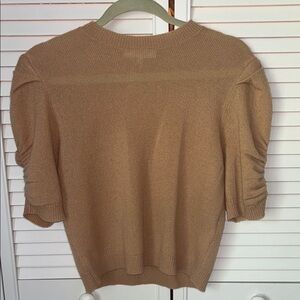 Frame Cashmere Tan Blouse with Puffed Sleeves